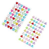 Autocollants multicolores de 1,2 cm en forme de cristal 3D - 54 pièces.