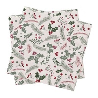 Serviettes de Noël aux baies de 16,5 x 16,5 cm - 20 unités
