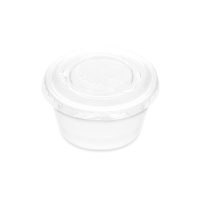 Casserole en plastique blanc de 100 ml avec couvercle - 8 unités