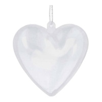 Figurine en forme de coeur transparente en deux parties de 6,5 cm - 1 pièce