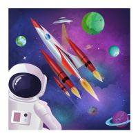 Serviettes de table Astronaute dans l'espace 16,5 x 16,5 cm - 30 pcs.