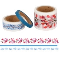 Washi tape bleu baies et plantes - 3 pcs.