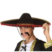 Chapeau mexicain noir avec détails colorés