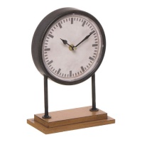 Horloge de table vintage avec base en bois - DCasa