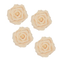 Figurines en sucre roses ivoire 7 cm - Dekora - 6 unités