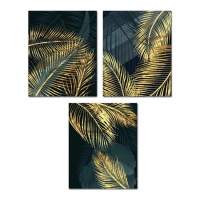 Toile tropicale feuilles d'or 40 x 50 cm - DCasa - 1 unité