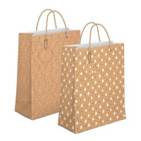 Sac cadeau de Noël 14 x 11,5 x 6,7 cm couleur kraft - 1 pc.