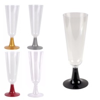 Verre en plastique de 150 ml avec pied de champagne coloré - 4 unités