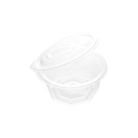 Récipient en plastique transparent de 500 ml avec couvercle rond à charnière - 3 pièces.