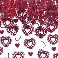 Confetti de coeurs rouges avec dentelle 15 g
