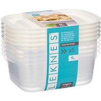 Tupper de 1000 ml en plastique rectangulaire - 5 unités