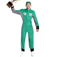 Costume de pilote de course vert pour homme