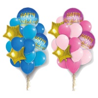 Bouquet Bon Anniversaire avec étoiles dorées - 16 pcs.