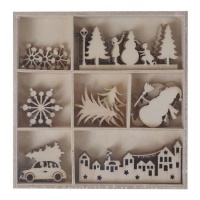 Figurines en bois découpées du village de Noël - Artis decor - 35 pcs.