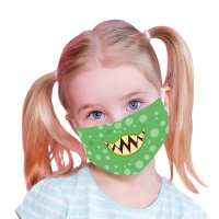 Masque hygiénique réutilisable Monster avec 2 filtres 7-12 ans