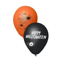 Joyeux Halloween toiles d'araignées et araignées ballons en latex 23 cm - 6 pièces