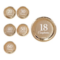 Assiettes rondes collection or 18 cm - 6 pièces