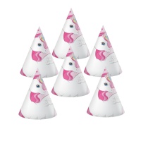 Chapeaux de licorne rose - 6 pcs.