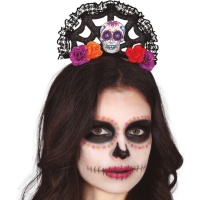 Bandeau Catrina avec toile d'araignée et fleurs