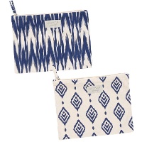 Trousse de toilette Ikat bleue plate de 20 x 12 cm - 1 unité