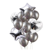 Bouquet de ballons mixtes argentés - Monkey Business - 14 unités