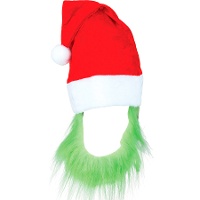 Bonnet avec barbe de monstre vert de Noël