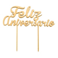 Décor de gâteau en bois pour Joyeux anniversaire d'or