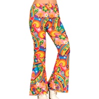 Pantalon hippie des années 60 à motifs floraux pour femme