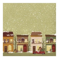 Papier vélin maisons de Noël 30,5 x 30,5 cm - Artis decor - 3 unités