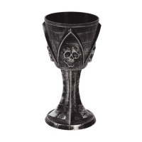 tasse noire de 19 cm en forme de calice avec tête de mort