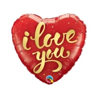 Je t'aime ballon coeur rouge en or 46 cm - Qualatex