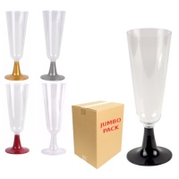 Gobelet en plastique de 150 ml avec pied de champagne coloré - 168 unités