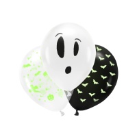 Ballons en latex fluorescents d'Halloween 27 cm - PartyDeco - 3 pcs.