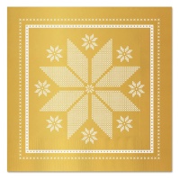 Serviettes de Noël brodées or 12,5 x 12,5 cm - 30 pièces