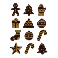 Décorations de Noël en chocolat doré - 12 pièces