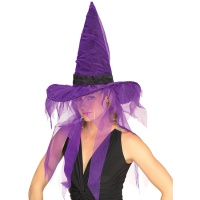 Chapeau de sorcière avec tulle couleurs assorties