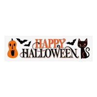 Sticker mural Halloween avec chat 56 x 15 cm - 1 feuille