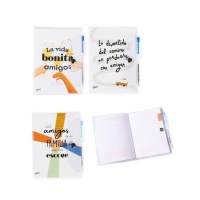 Carnet de notes avec phrases d'amitié et biros assortis - 1 pc.