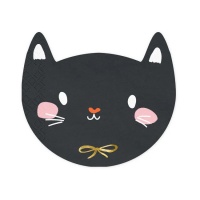 Serviettes de table chat noir 15 x 13 cm - PartyDeco - 20 pcs.