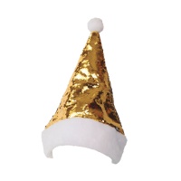 Bonnet de Père Noël avec paillettes dorées 62 cm
