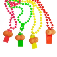 Bocal de colliers de seins avec sifflet couleurs assorties - 24 pcs.