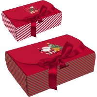 Boîte cadeau de Père Noël avec ruban - 1 unité