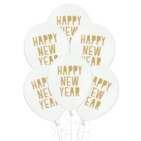 Ballons de Nouvel An en latex blanc 30 cm - PartyDeco - 50 pcs.