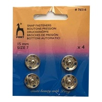 Boutons-pression nickelés de 1,5 cm - Pony - 4 paires