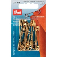 Épingles de sûreté en tailles assorties 2,7, 3,8 et 5 cm plaqué or - Prym - 12 pcs.