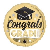 Félicitations aux diplômés ! Ballon rond doré de 43 cm - Anagramme