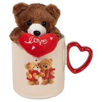 Mug 348 ml « Oursons amoureux » avec peluche