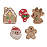 Figures en sucre de Noël de ton marron assorties - Dekora - 40 unités