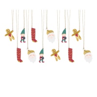 Pendentifs décoratifs de Noël en forme de Père Noël - 12 unités