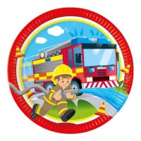Assiettes Pompiers en action 23 cm - 8 pcs.